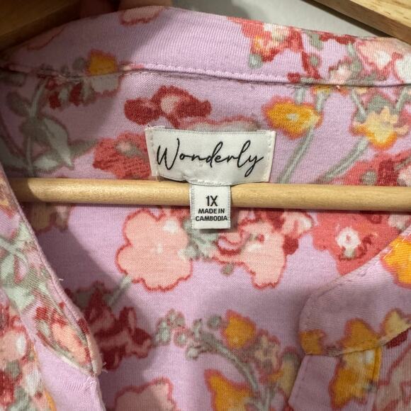 Wonderly Top Size 1X Purple Lilac Floral Boho Whimsical Prairie Flowy - Picture 3 of 15